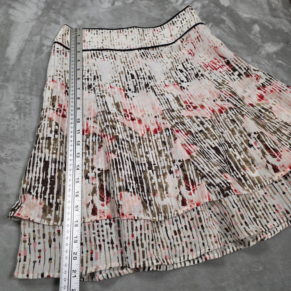 White House Black Market Skirt Womens 2 White‎ Pink Tiered Abstract Fair Flared - Picture 5 of 8